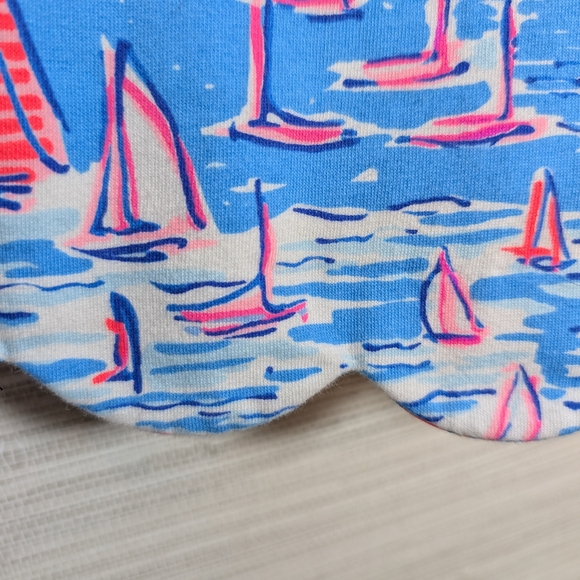 Lilly Pulitzer Jace Romper Zanzibar Blue Sailboats Medium Strapless Pink - Picture 6 of 12